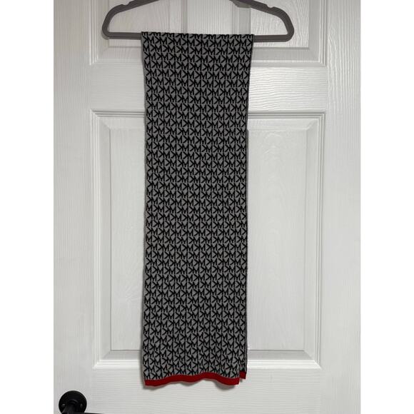 Michael Kors Knit Logo Black Gray Scarf One Size - Picture 6 of 9